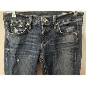Rag and Bone Dre Capri Distressed Raw Hem Jeans 24 Dark Wash